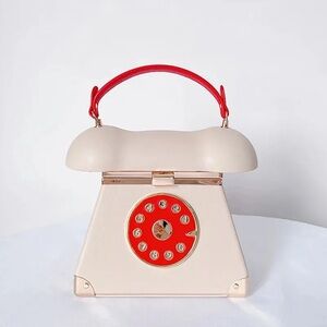 NWT American Bee Cream and Red Retro Telephone Mini Bag